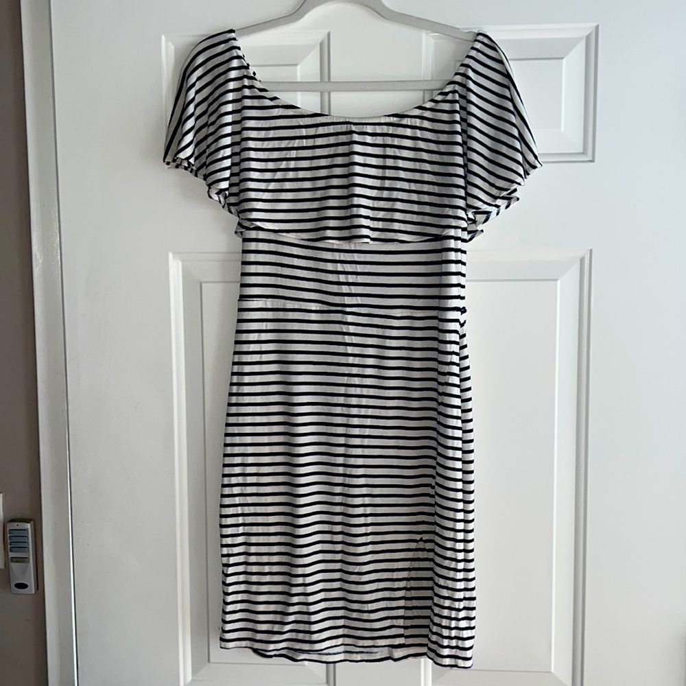 Lovers + Friends White & Navy Striped Summer Dress - Size M